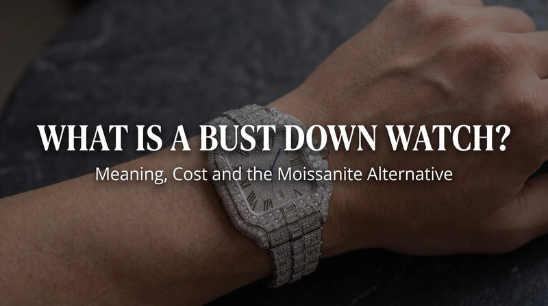 Ice Royal Moissanite Watch worn on the wrist with fully iced dial, case and bracelet