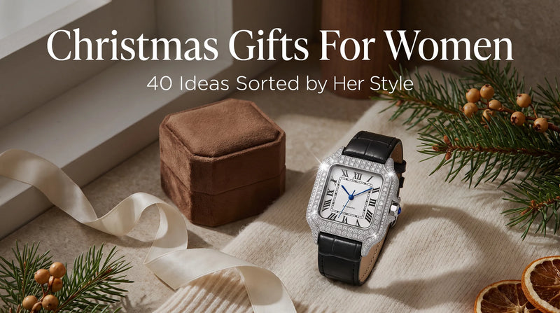 United Jewel Empress Liora Pearl moissanite watch styled for Christmas gift guide