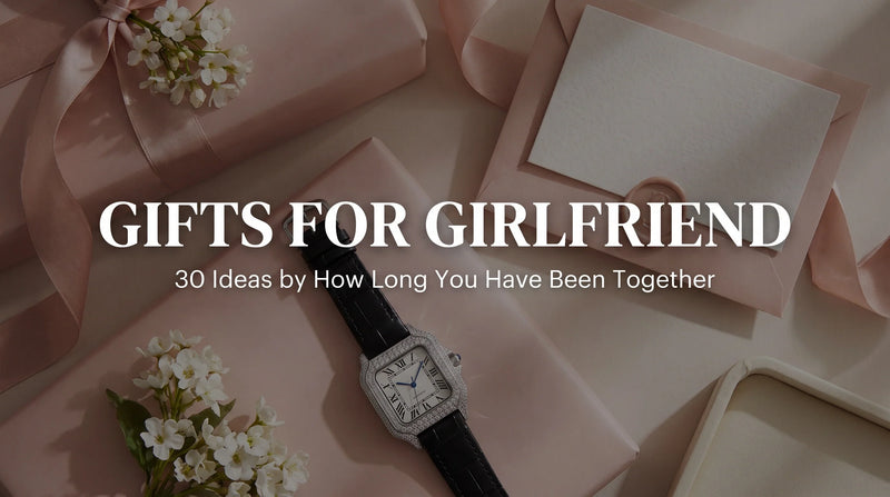 Liora Pearl moissanite watch in gift wrap with flowers and a handwritten note