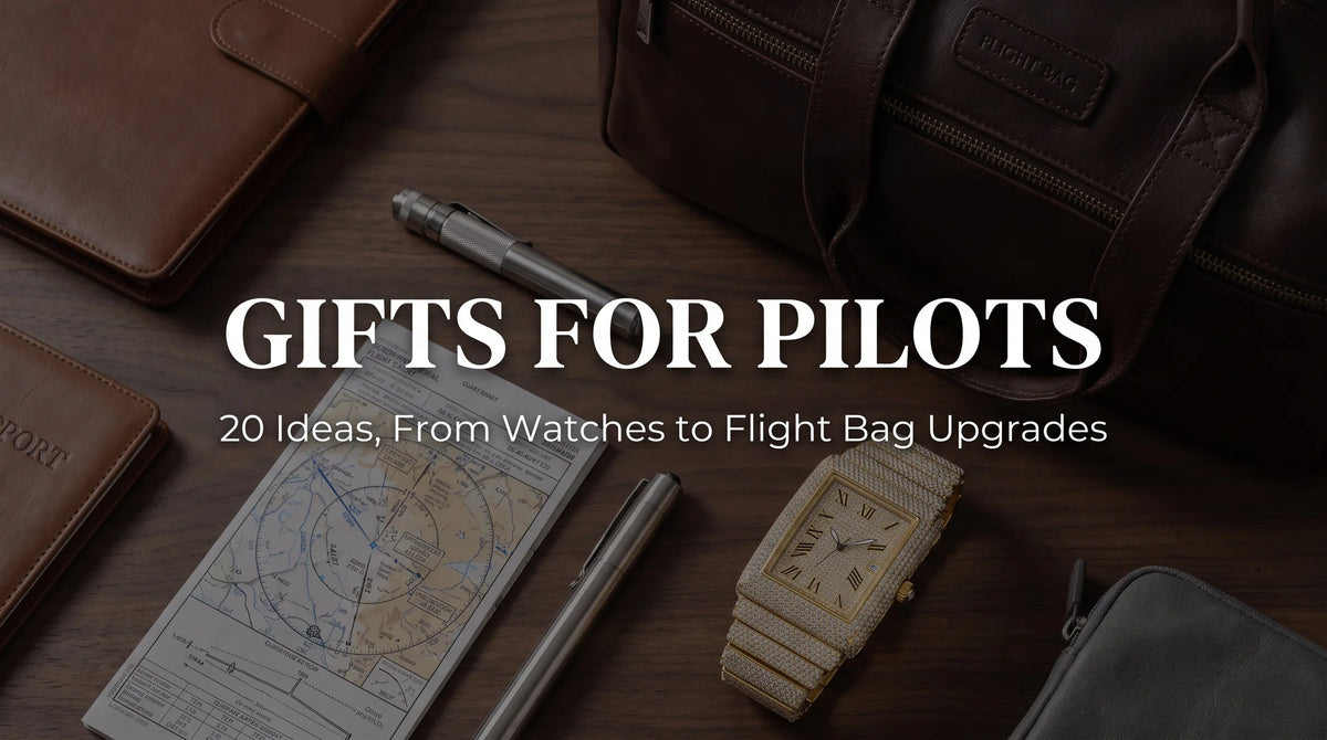 Sovereign Ice Moissanite Watch from The Dynasty styled with a pilot flight bag and travel notebook