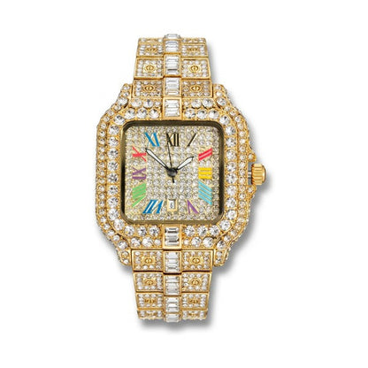 Rainbow iced out watch, gold 36 mm | United Jewel