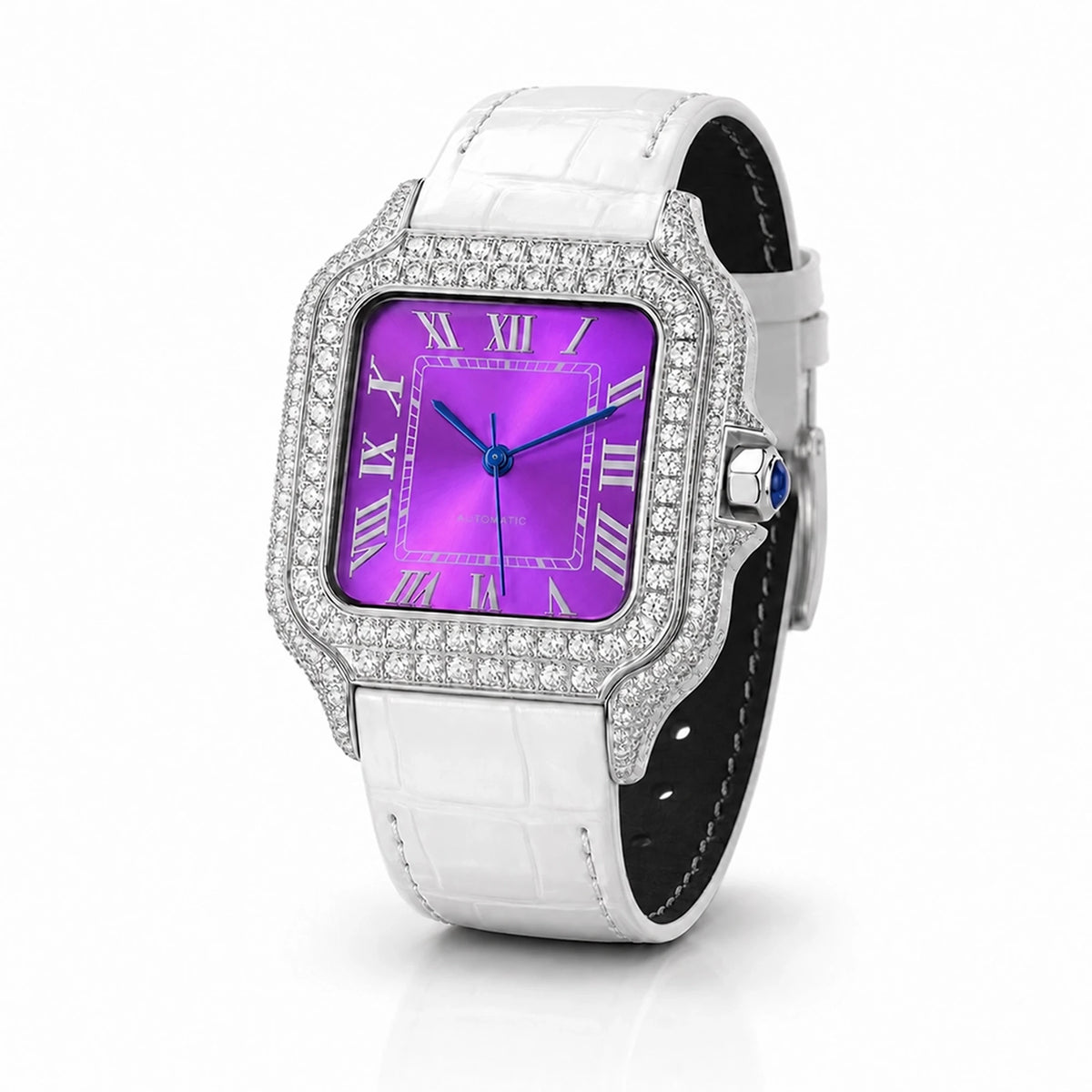 Liora Amethyst women's moissanite watch – angled front | United Jewel