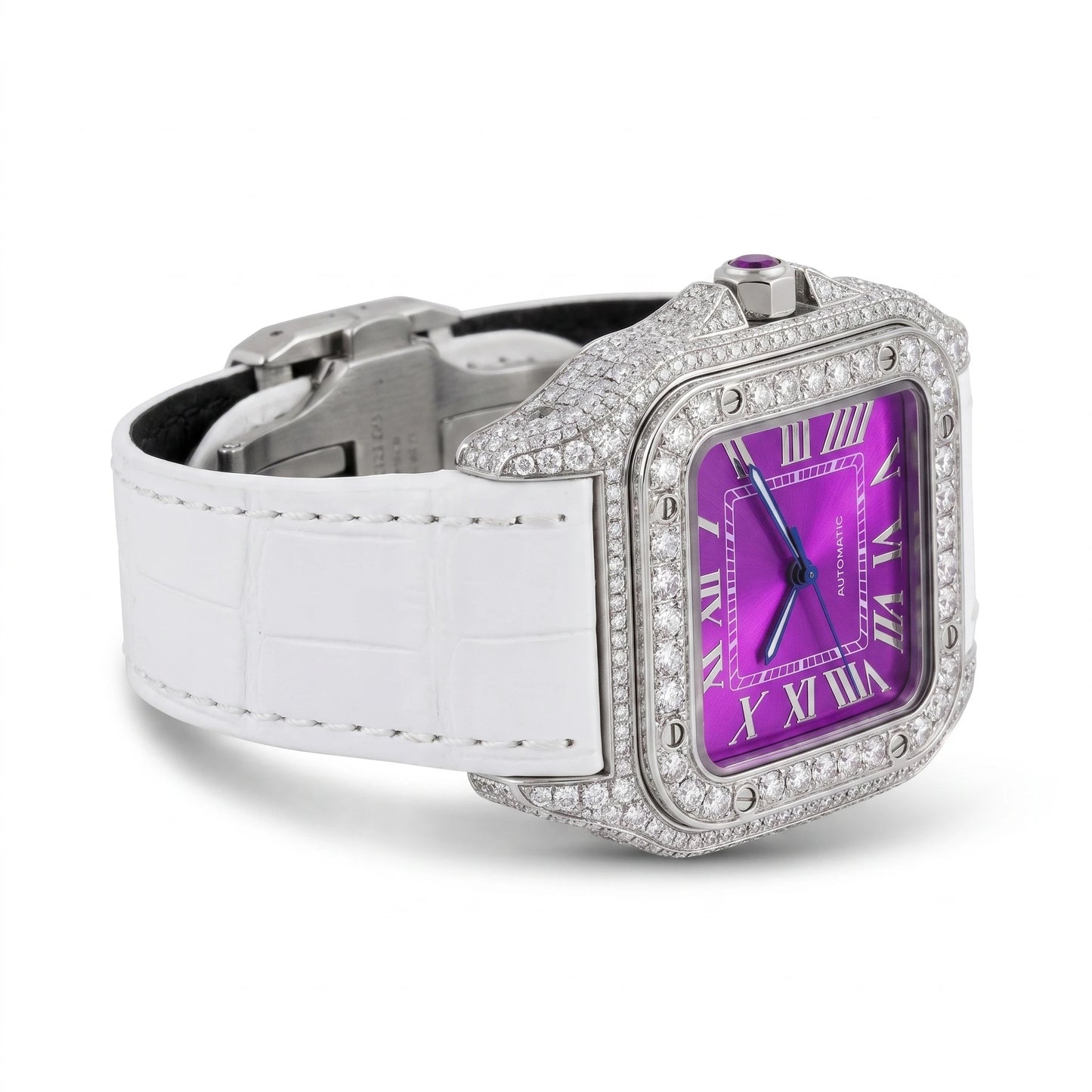 Liora Amethyst women's moissanite watch – left side | United Jewel