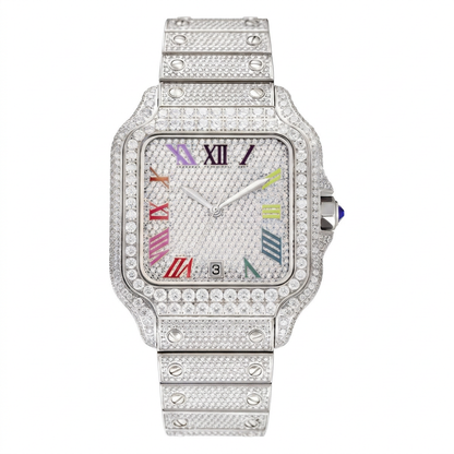 Rainbow Moissanite Watch - White, 42mm iced out